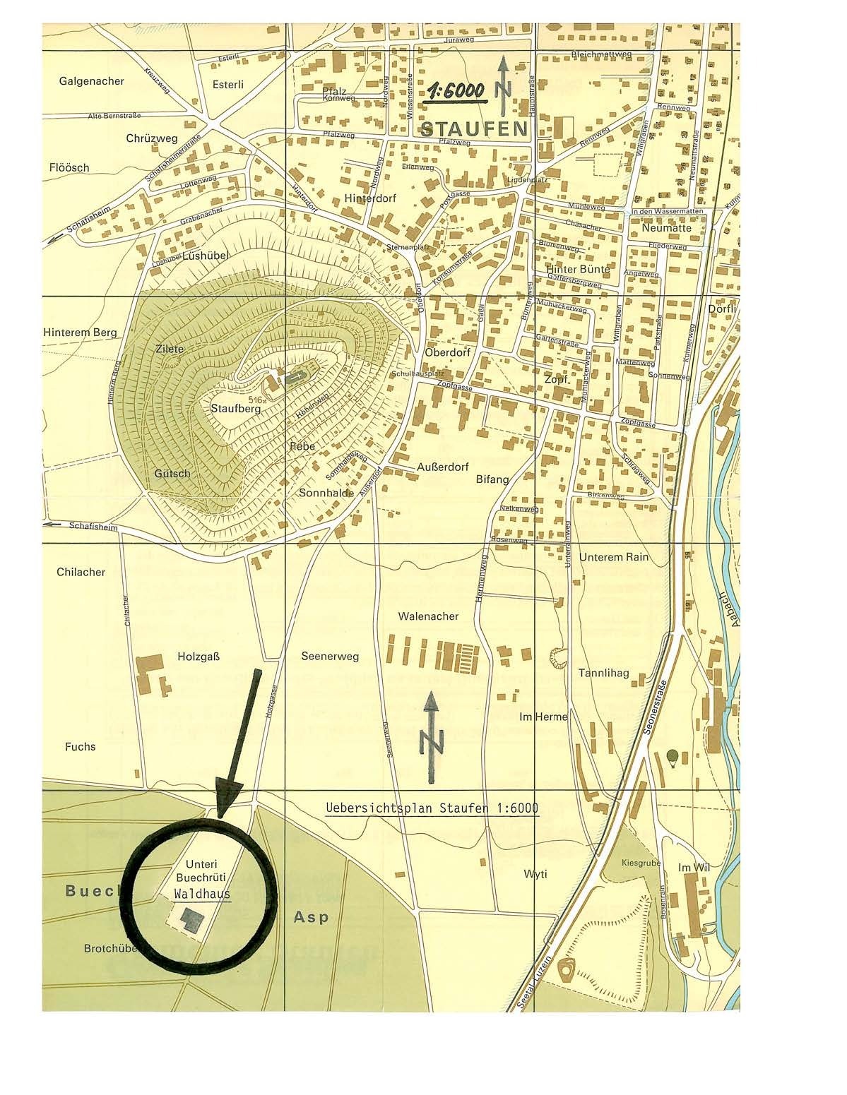 Situationsplan Waldhaus Staufen